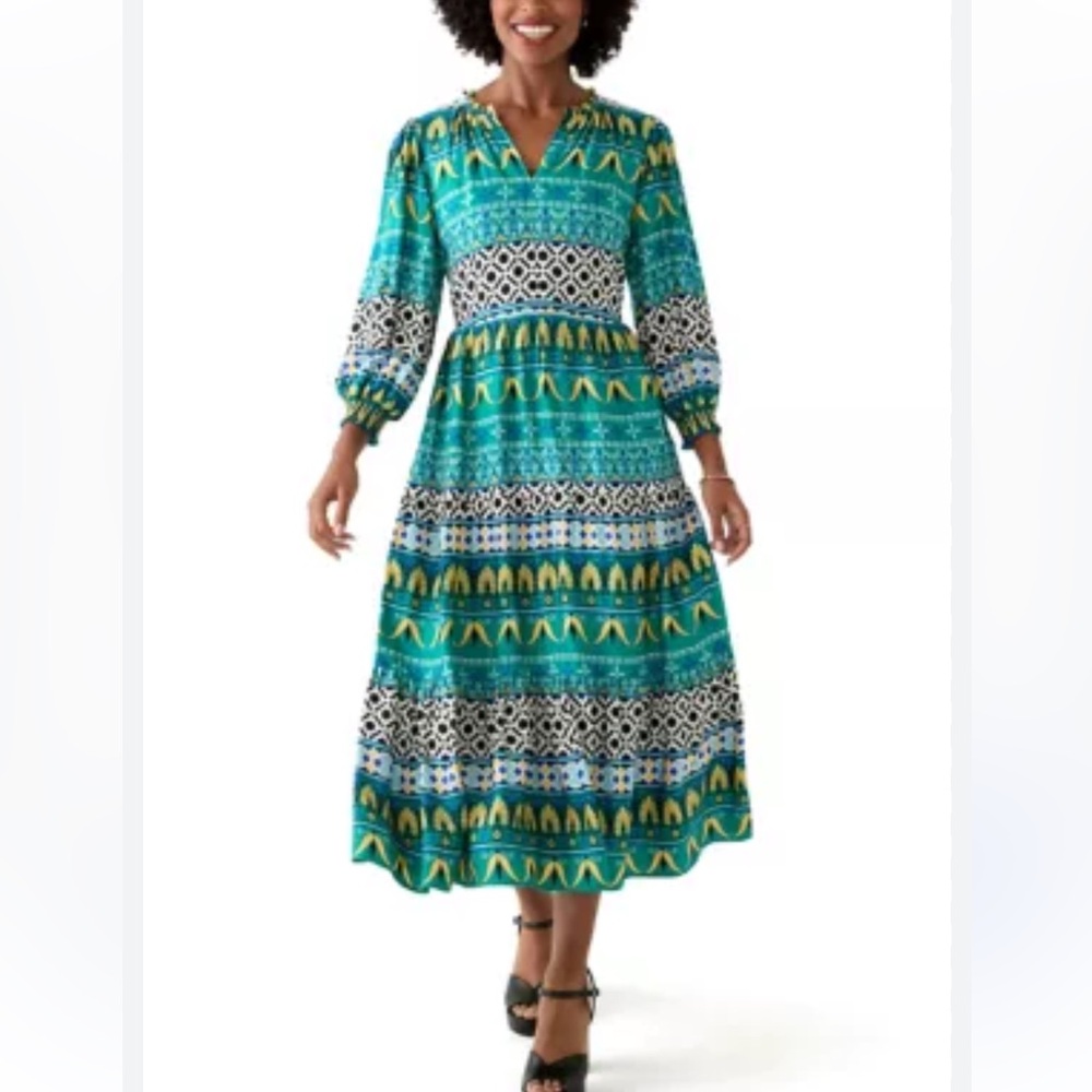 Philosophy Teal and Yellow Geometric Patterned Maxi Dress Size Small NWT - Picture 11 of 11